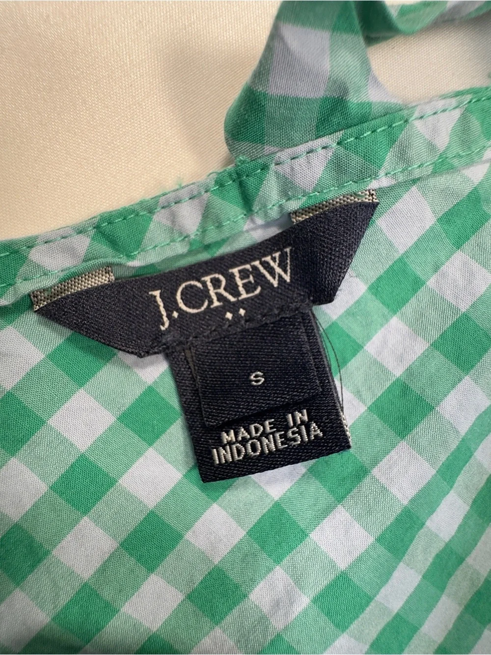 J.Crew Factory Green Gingham Bow Back Peplum Tank Top Womens Small Cottagecore